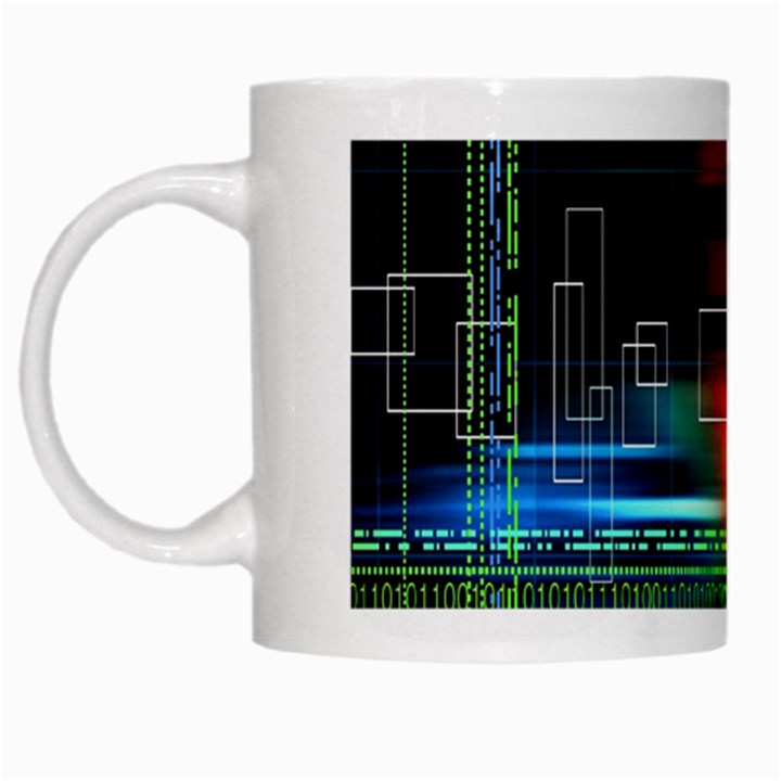 Abstract Binary White Mugs