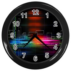 Abstract Binary Wall Clocks (black)