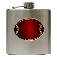 3d Red Abstract Pattern Hip Flask (6 Oz) by Simbadda