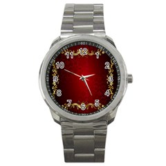 3d Red Abstract Pattern Sport Metal Watch by Simbadda