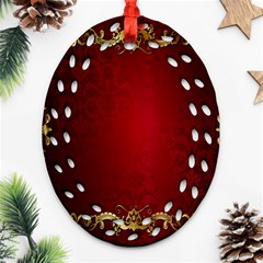 3d Red Abstract Pattern Oval Filigree Ornament (two Sides) by Simbadda