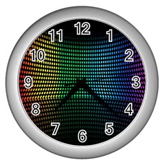 Abstract Multicolor Rainbows Circles Wall Clocks (silver)  by Simbadda