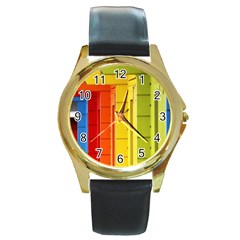 Abstract Minimalism Architecture Round Gold Metal Watch by Simbadda