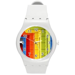 Abstract Minimalism Architecture Round Plastic Sport Watch (m) by Simbadda