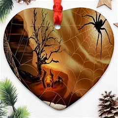 Digital Art Nature Spider Witch Spiderwebs Bricks Window Trees Fire Boiler Cliff Rock Ornament (heart) by Simbadda