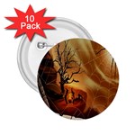 Digital Art Nature Spider Witch Spiderwebs Bricks Window Trees Fire Boiler Cliff Rock 2.25  Buttons (10 pack)  Front