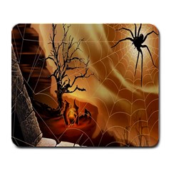 Digital Art Nature Spider Witch Spiderwebs Bricks Window Trees Fire Boiler Cliff Rock Large Mousepads by Simbadda