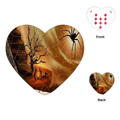 Digital Art Nature Spider Witch Spiderwebs Bricks Window Trees Fire Boiler Cliff Rock Playing Cards (heart)  by Simbadda