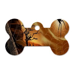 Digital Art Nature Spider Witch Spiderwebs Bricks Window Trees Fire Boiler Cliff Rock Dog Tag Bone (one Side) by Simbadda