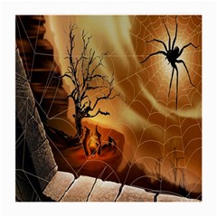 Digital Art Nature Spider Witch Spiderwebs Bricks Window Trees Fire Boiler Cliff Rock Medium Glasses Cloth (2-side) by Simbadda