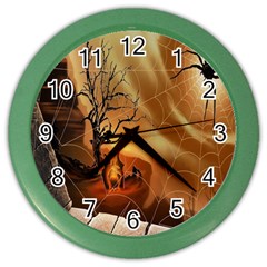 Digital Art Nature Spider Witch Spiderwebs Bricks Window Trees Fire Boiler Cliff Rock Color Wall Clocks by Simbadda