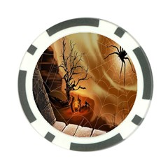 Digital Art Nature Spider Witch Spiderwebs Bricks Window Trees Fire Boiler Cliff Rock Poker Chip Card Guard by Simbadda