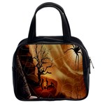 Digital Art Nature Spider Witch Spiderwebs Bricks Window Trees Fire Boiler Cliff Rock Classic Handbags (2 Sides) Front