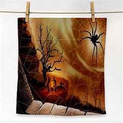 Digital Art Nature Spider Witch Spiderwebs Bricks Window Trees Fire Boiler Cliff Rock Face Towel by Simbadda