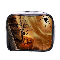 Digital Art Nature Spider Witch Spiderwebs Bricks Window Trees Fire Boiler Cliff Rock Mini Toiletries Bags by Simbadda