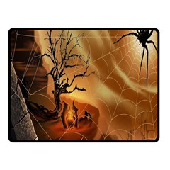 Digital Art Nature Spider Witch Spiderwebs Bricks Window Trees Fire Boiler Cliff Rock Fleece Blanket (small) by Simbadda