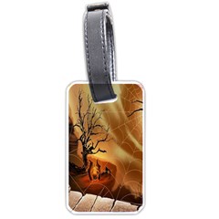 Digital Art Nature Spider Witch Spiderwebs Bricks Window Trees Fire Boiler Cliff Rock Luggage Tags (one Side)  by Simbadda