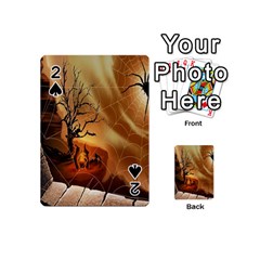 Digital Art Nature Spider Witch Spiderwebs Bricks Window Trees Fire Boiler Cliff Rock Playing Cards 54 (mini)  by Simbadda