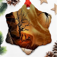 Digital Art Nature Spider Witch Spiderwebs Bricks Window Trees Fire Boiler Cliff Rock Ornament (snowflake) by Simbadda