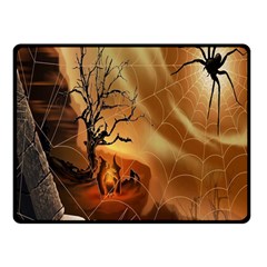 Digital Art Nature Spider Witch Spiderwebs Bricks Window Trees Fire Boiler Cliff Rock Double Sided Fleece Blanket (small)  by Simbadda