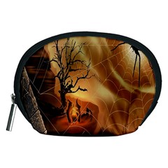 Digital Art Nature Spider Witch Spiderwebs Bricks Window Trees Fire Boiler Cliff Rock Accessory Pouches (medium)  by Simbadda