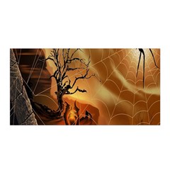 Digital Art Nature Spider Witch Spiderwebs Bricks Window Trees Fire Boiler Cliff Rock Satin Wrap by Simbadda