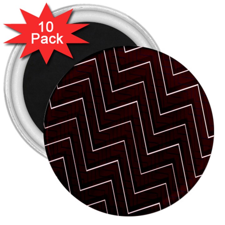 Lines Pattern Square Blocky 3  Magnets (10 pack) 