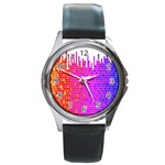 Square Spectrum Abstract Round Metal Watch Front