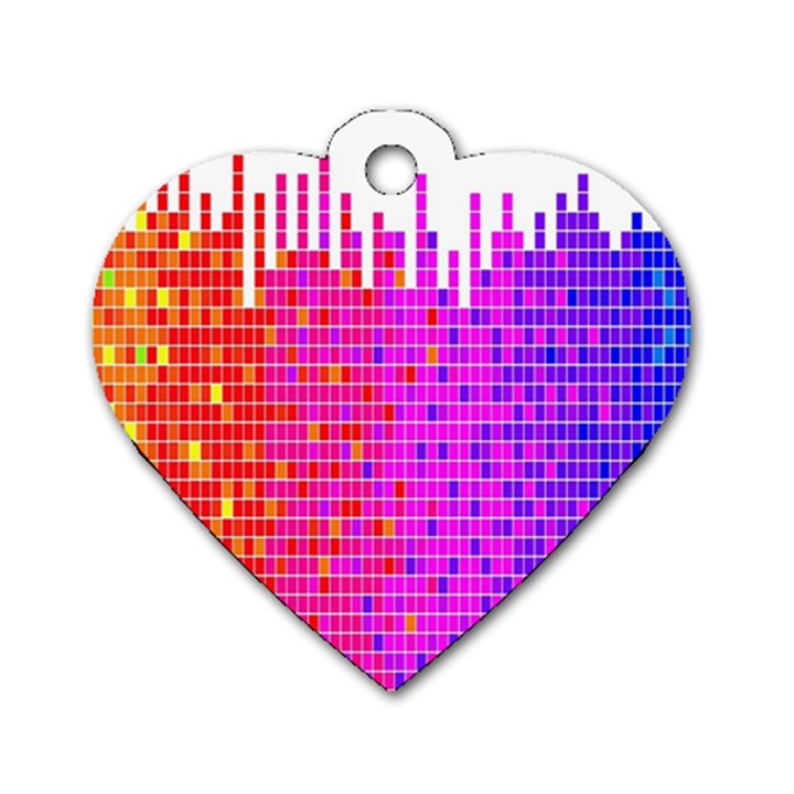 Square Spectrum Abstract Dog Tag Heart (One Side)