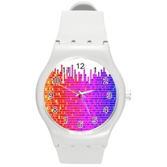 Square Spectrum Abstract Round Plastic Sport Watch (m) by Simbadda