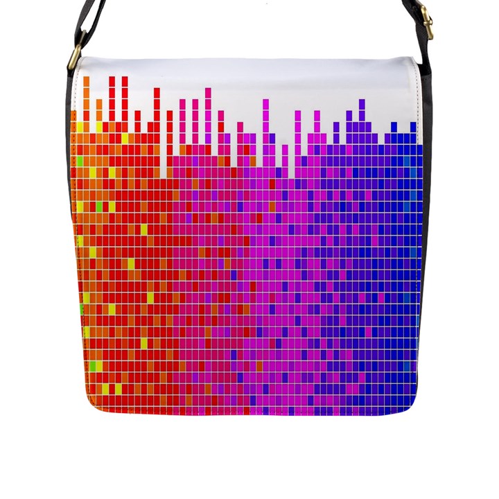 Square Spectrum Abstract Flap Messenger Bag (L) 