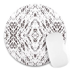 Pattern Monochrome Terrazzo Round Mousepads by Simbadda