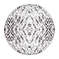 Pattern Monochrome Terrazzo Round Filigree Ornament (two Sides) by Simbadda