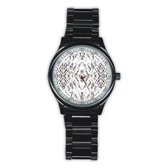 Pattern Monochrome Terrazzo Stainless Steel Round Watch by Simbadda