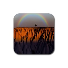 Rainbows Landscape Nature Rubber Coaster (square)  by Simbadda