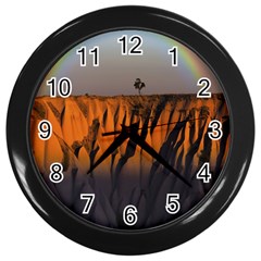 Rainbows Landscape Nature Wall Clocks (black) by Simbadda