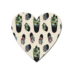 Succulent Plants Pattern Lights Heart Magnet by Simbadda