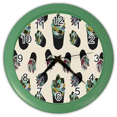 Succulent Plants Pattern Lights Color Wall Clocks by Simbadda