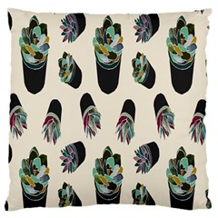 Succulent Plants Pattern Lights Large Flano Cushion Case (one Side) by Simbadda