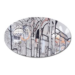 Cityscapes England London Europe United Kingdom Artwork Drawings Traditional Art Oval Magnet