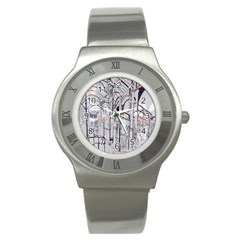 Cityscapes England London Europe United Kingdom Artwork Drawings Traditional Art Stainless Steel Watch