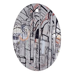 Cityscapes England London Europe United Kingdom Artwork Drawings Traditional Art Oval Ornament (Two Sides)