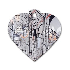 Cityscapes England London Europe United Kingdom Artwork Drawings Traditional Art Dog Tag Heart (One Side)