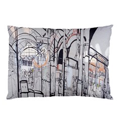 Cityscapes England London Europe United Kingdom Artwork Drawings Traditional Art Pillow Case by Simbadda