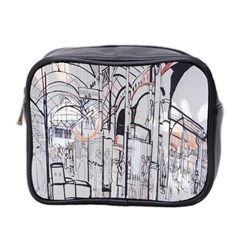 Cityscapes England London Europe United Kingdom Artwork Drawings Traditional Art Mini Toiletries Bag 2-Side