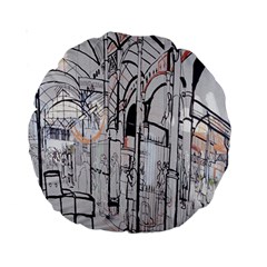 Cityscapes England London Europe United Kingdom Artwork Drawings Traditional Art Standard 15  Premium Round Cushions