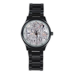 Cityscapes England London Europe United Kingdom Artwork Drawings Traditional Art Stainless Steel Round Watch