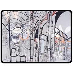 Cityscapes England London Europe United Kingdom Artwork Drawings Traditional Art Double Sided Fleece Blanket (Large) 