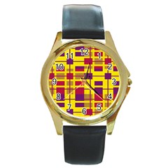 Pattern Round Gold Metal Watch