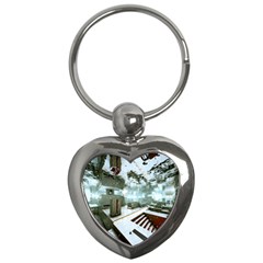 Digital Art Paint In Water Key Chains (heart) 